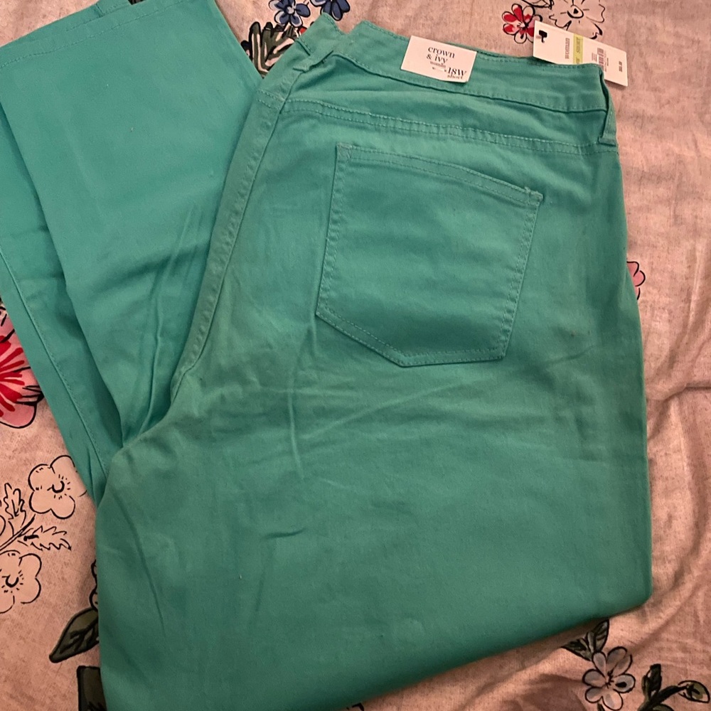 Crown & Ivy women’s size 18 wide short green pants (nwt)